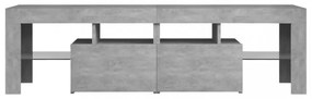 betonszürke TV-szekrény LED-lámpákkal 140 x 36,5 x 40 cm
