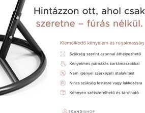 Fehér függőfotel KOKON állvánnyal, bézs mintás párna