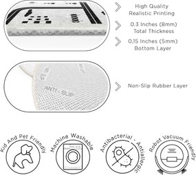 Fekete-fehér mosható gyerek játszószőnyeg ø150 cm In My Town – Mila Home