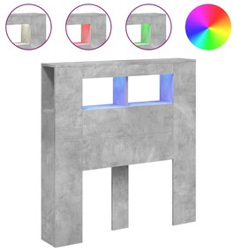 betonszürke szerelt fa LED-es fejtámla 100x18,5x103,5 cm