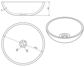 Sapho - PRIORI pultba ültethető mosdó Ø 41 cm kerámia/többszínű