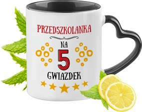 Fekete bögre szív alakú füllel óvónőnek ajándékba