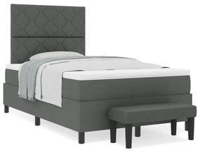 Box Spring ágy matraccal és paddal sötétszürke 120x200 cm