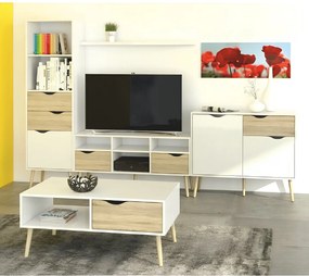 könyvespolc fiókkal, tölgy sonoma/fehér, OSLO 75385