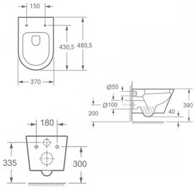 Ride fali, rimless WC soft close ülőkével