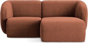 Terrakotta színű zsenília sarokkanapé (jobb oldali-heverő résszel) Lani – Makamii