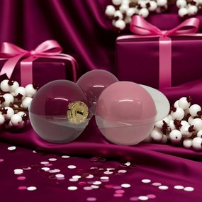 Jolly Spirit rózsaszín üveg karácsonyi gömb szett 12*6cm