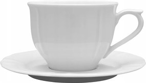 Lubiana Mária 350 ml-es porcelán csésze csészealjjal 17 cm fehér