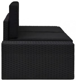 vidaXL 2 személyes fekete elemes polyrattan kanapé
