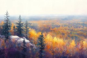 Vászonkép Canvas Tájkép Természet Hegyek Tátra Erdő Ősz Panoráma 120x80