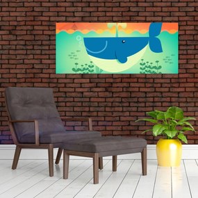 Kép - Vidám bálna a tengerben (120x50 cm)