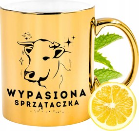 Prémium Arany Csillogó Bögre Takarítónőnek Ajándék Nyomtatott Fotóval