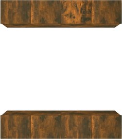 vidaXL 4 db füstös tölgy színű szerelt fa TV-szekrény 80 x 30 x 30 cm