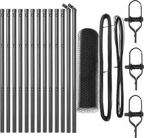 vidaXL Kerítésoszlop Szürke 25 x 0,8 m (13 mm háló) Acél és PVC