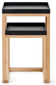 Oak 2 db-os tölgyfa tárolóasztal szett fekete lappal - Wireworks