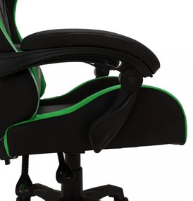 zöld és fekete műbőr versenyszék RGB LED-világítással