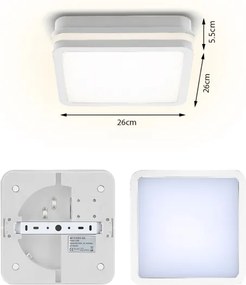 Brilagi - LED kültéri lámpatest érzékelővel BENE LED/24W/230V 26x26 cm fehér IP54