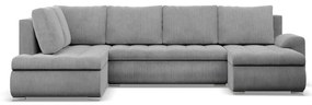 Tokio U sarokkanapé, 3 ágyneműtartóval, kordbársony, baloldali, szürke