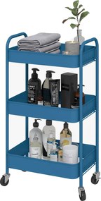 HOMCOM Görgős Segédkocsi 3 Kosárral és Acél Vázal Nappalihoz, Hálószobához, Irodához, Konyhához 45x30.6x79 cm | Aosom