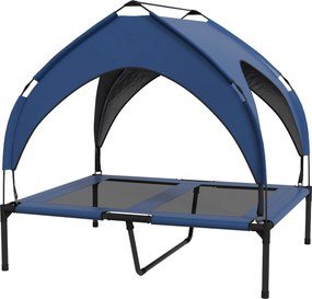 PawHut Emelt Kutyaágy Napernyővel, Kültéri Kutyakényelmes Ágy, Lélegző, Nagy Kutyák Számára, Sötét Kék Oxford 91 x 76 x 89 cm | Aosom