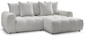 Világosszürke zsenília kinyitható-tárolóhelyes sarokkanapé (jobb oldali-heverő résszel) Roxelane – Bobochic Paris