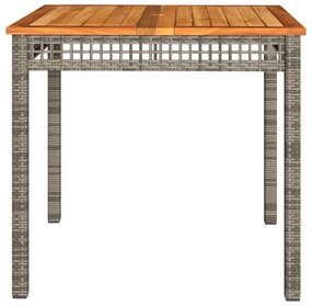 szürke polyrattan és akácfa kerti asztal 80 x 80 x 74 cm