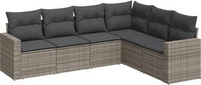 vidaXL 6 részes szürke polyrattan kerti ülőgarnitúra párnákkal