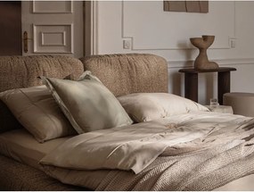 Bézs kárpitozott ágyneműtartós franciaágy ágyráccsal 180x200 cm Martina – Micadoni