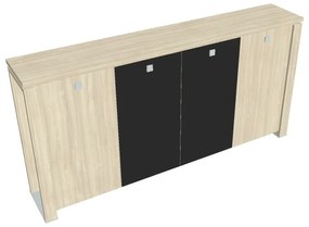 Verno+ közepes gardrób 260 x 46 x 130 cm, kombinált ajtó, akác / fekete