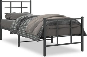 vidaXL fekete fém ágykeret fej- és lábtámlával 75 x 190 cm