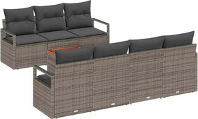 vidaXL Kerti Kanapé Szett párnával 7 pcs Szürke polirattan