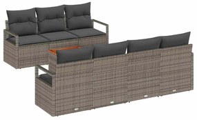 vidaXL Kerti Kanapé Szett párnával 7 pcs Szürke polirattan