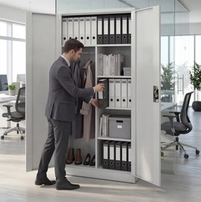 Zárható takarítószekrény szürke DAWID 900 x 1850 x 450 mm