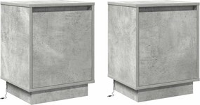 vidaXL Éjjeliszekrény 2 pcs Beton Szürke 39 x 34,5 x 50 cm Faanyag
