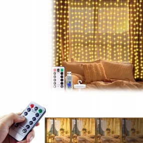 Fényfüggöny Led függöny 3x3 m 300 Led Usb távirányító+ akasztók