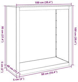 fehér acél tűzifatároló 100 x 40 x 100 cm