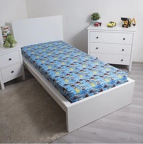 Kék gumis pamut gyerek lepedő 90x200 cm Thomas the Tank Engine – Jerry Fabrics