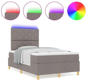 Box Spring Ágy Matrac &amp; LED Taupe 120x200 cm Szövet
