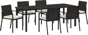 vidaXL Kert étkező szett 7 pcs Fekete Porszórt acél