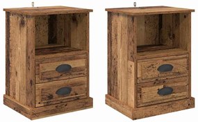 Éjjeliszekrény fiókkal 2 pcs Régi fa 43 x 36 x 60 cm Faanyag