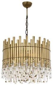 Láncos csillár CRYSTALLINE 6xE27/40W/230V, átm. 40 cm, sárgaréz