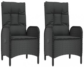vidaXL 4 részes fekete polyrattan kerti étkezőszett párnákkal