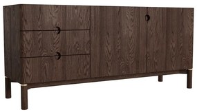 Sötétbarna alacsony komód tölgyfa dekorral 160x73 cm Arun – Unique Furniture
