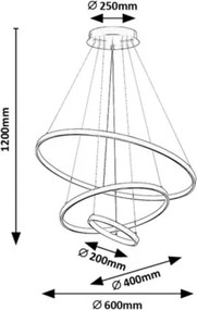 Rabalux 72349 - BELIZA fényerőszabályozható LED csillár kábelen LED/90W/230V 3000-6500K+DO