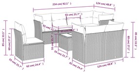 9 részes bézs polyrattan kerti ülőgarnitúra párnákkal