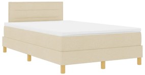 Box Spring ágy matraccal és LED-del, krém színben, 120x200 cm, szövet