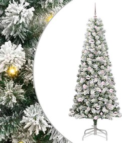 vidaXL Műanyag Hajtogatós Karácsonyfa 300 LED-del Zöld és Fehér 210 cm