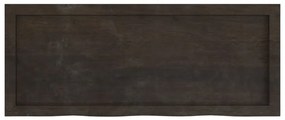 sötétbarna kezelt tömör tölgyfa fali polc 100x40x(2-6) cm