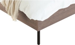 Sötét natúr színű kárpitozott-forgácslemez franciaágy ágyráccsal 180x200 cm diófa dekorral Streiko – noo.ma