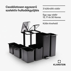 Klarstein Tiyo 3 az 1-ben szemetes 60 L levehető vödrökkel, soft-close záródás